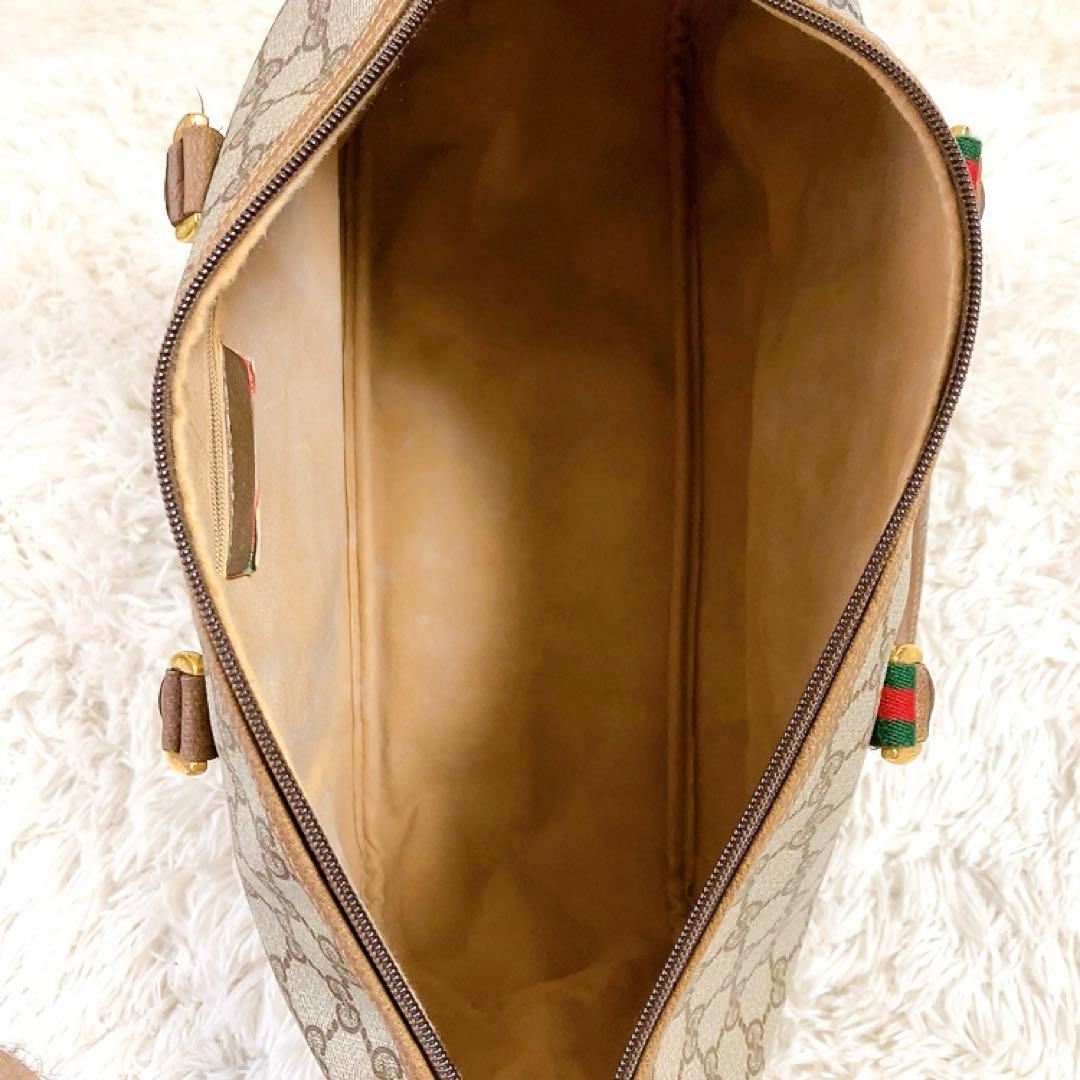 【超美品】GUCCI　ミニボストン　GG　インターロッキング　シェリー　ブラウン