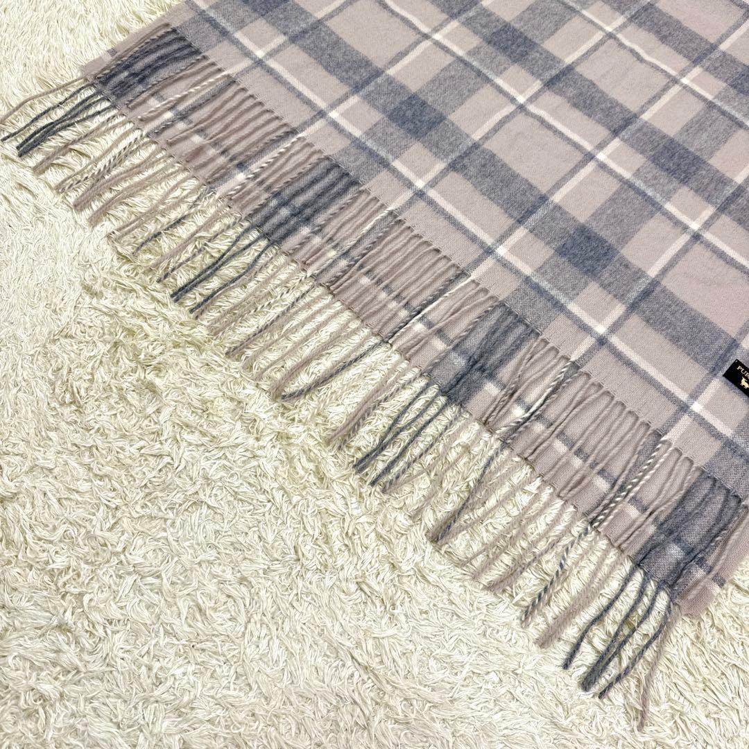 とこ様✨未使用級✨23区　カシミヤ100%　大判グレージュグレーチェックストール