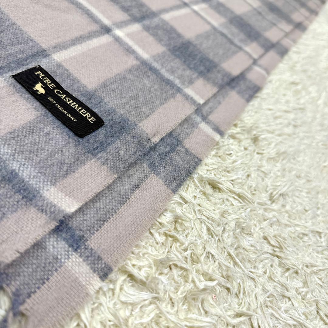 とこ様✨未使用級✨23区　カシミヤ100%　大判グレージュグレーチェックストール