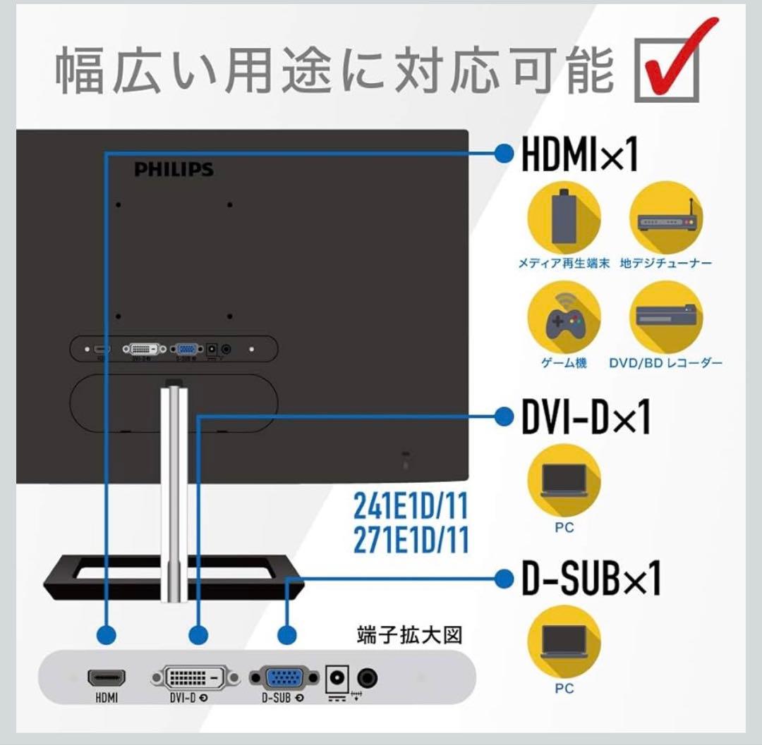 【超美品】2025年PHILIPS 27インチ FHD IPSモニター 本体
