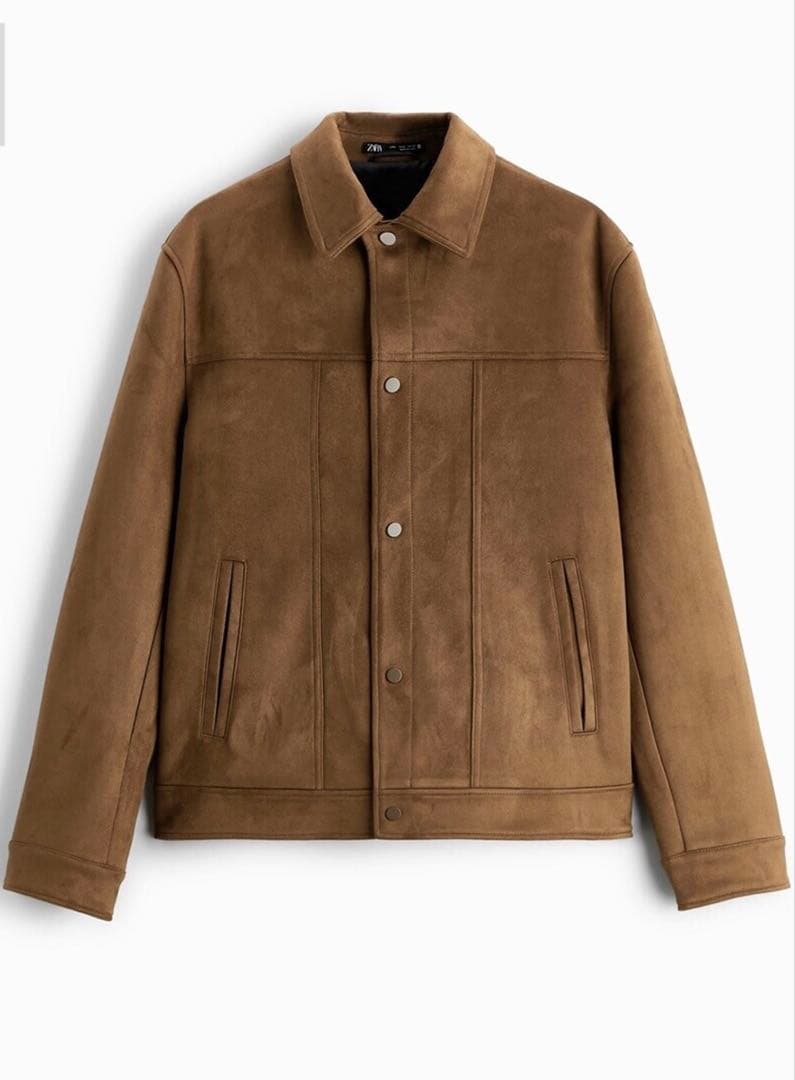 ZARA ザラ フェイクスエード トラッカージャケット ブラウン Lサイズ