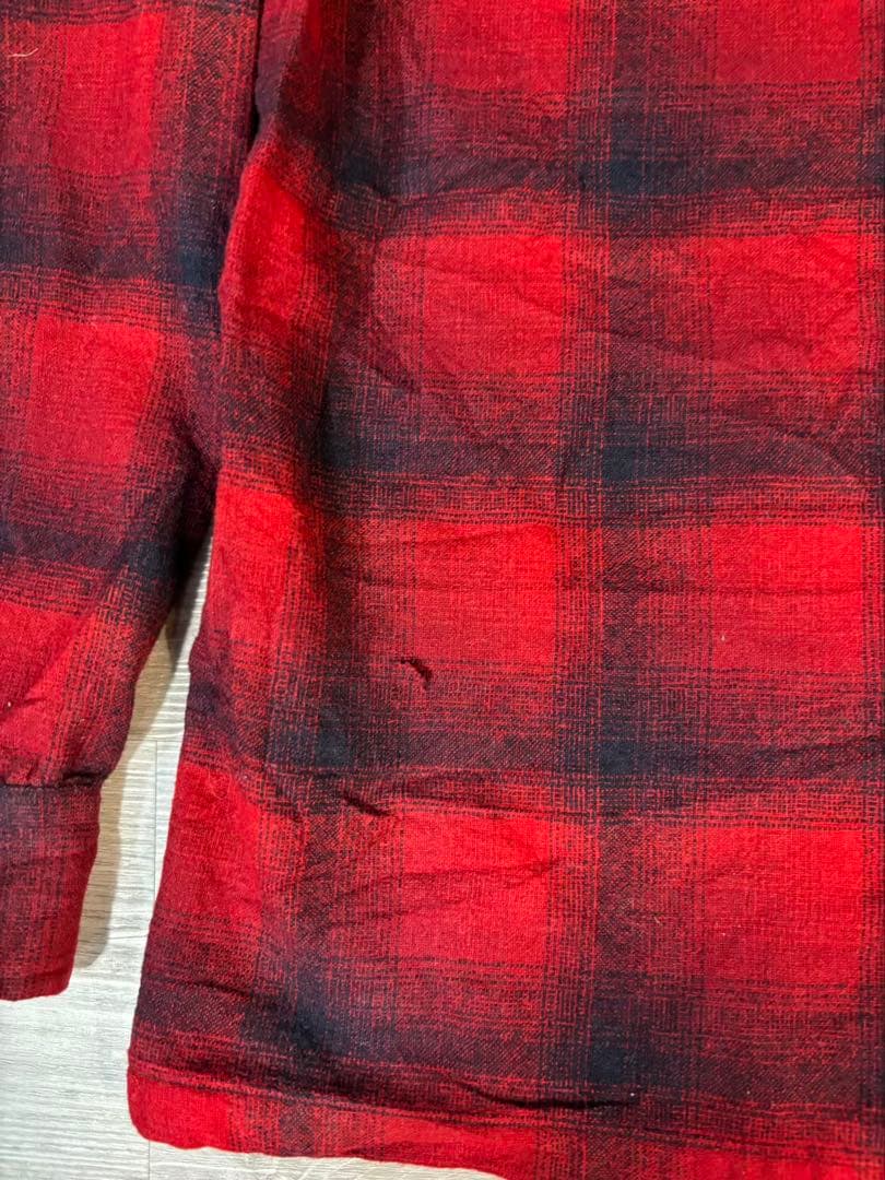 164 【希少】60sUSA製 ペンドルトン オンブレ ウールシャツ M 赤黒