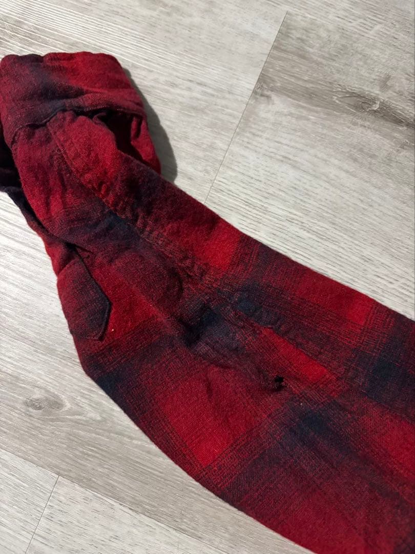 164 【希少】60sUSA製 ペンドルトン オンブレ ウールシャツ M 赤黒