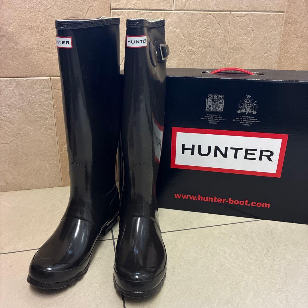 HUNTER チョコレート色 長靴 バックル付き UK6 25センチ 雨の日に♡