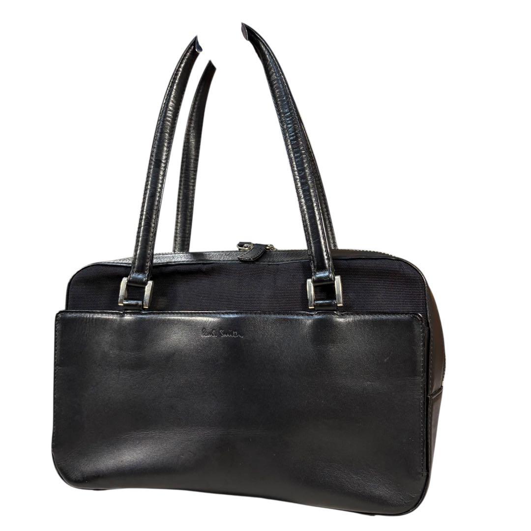 【美品】ポールスミス　オールレザー　ミニボストンバッグ　肩掛け　マルチカラー　黒