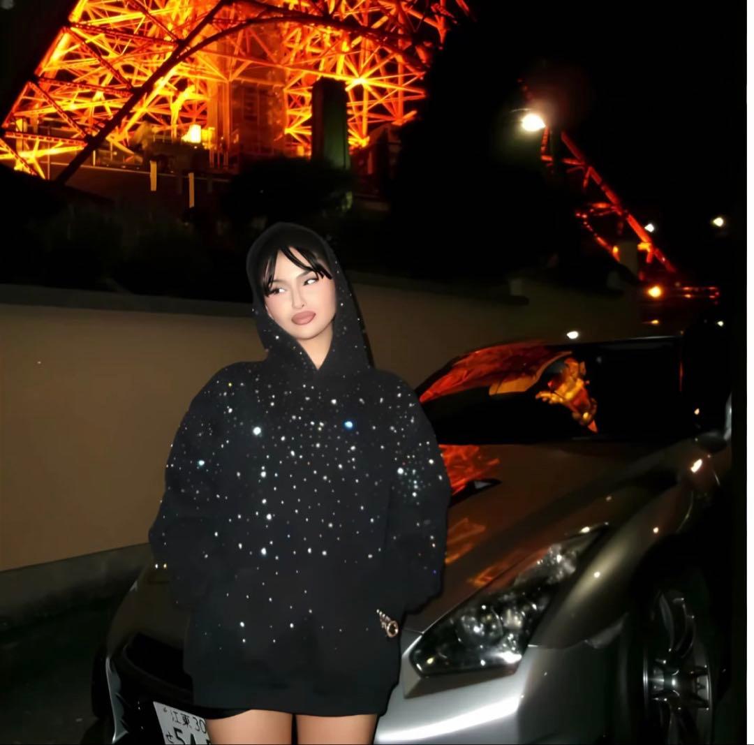 トップス VYBES Rhinestone Galaxy Hoodie