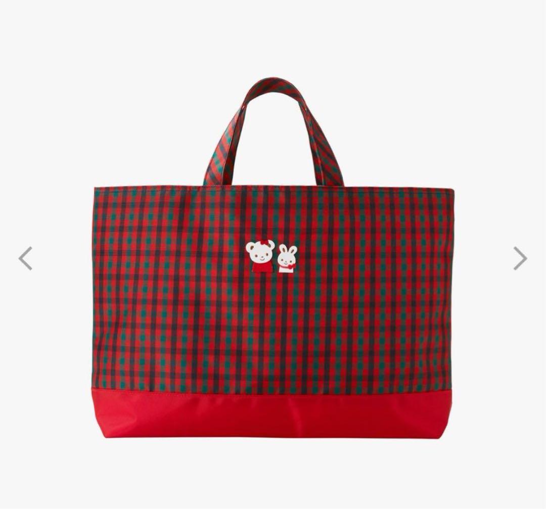 【完売品】 新品！ファミリア トートバッグ 赤チェック 軽量 A4サイズ