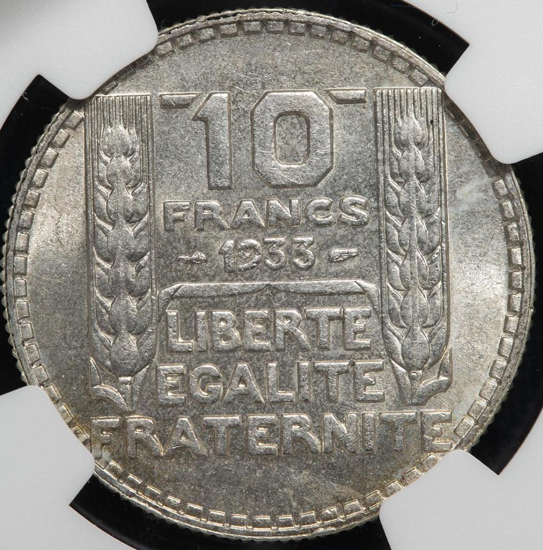 NGC-MS62 1933 フランス マリアンヌ　第三共和政 銀貨