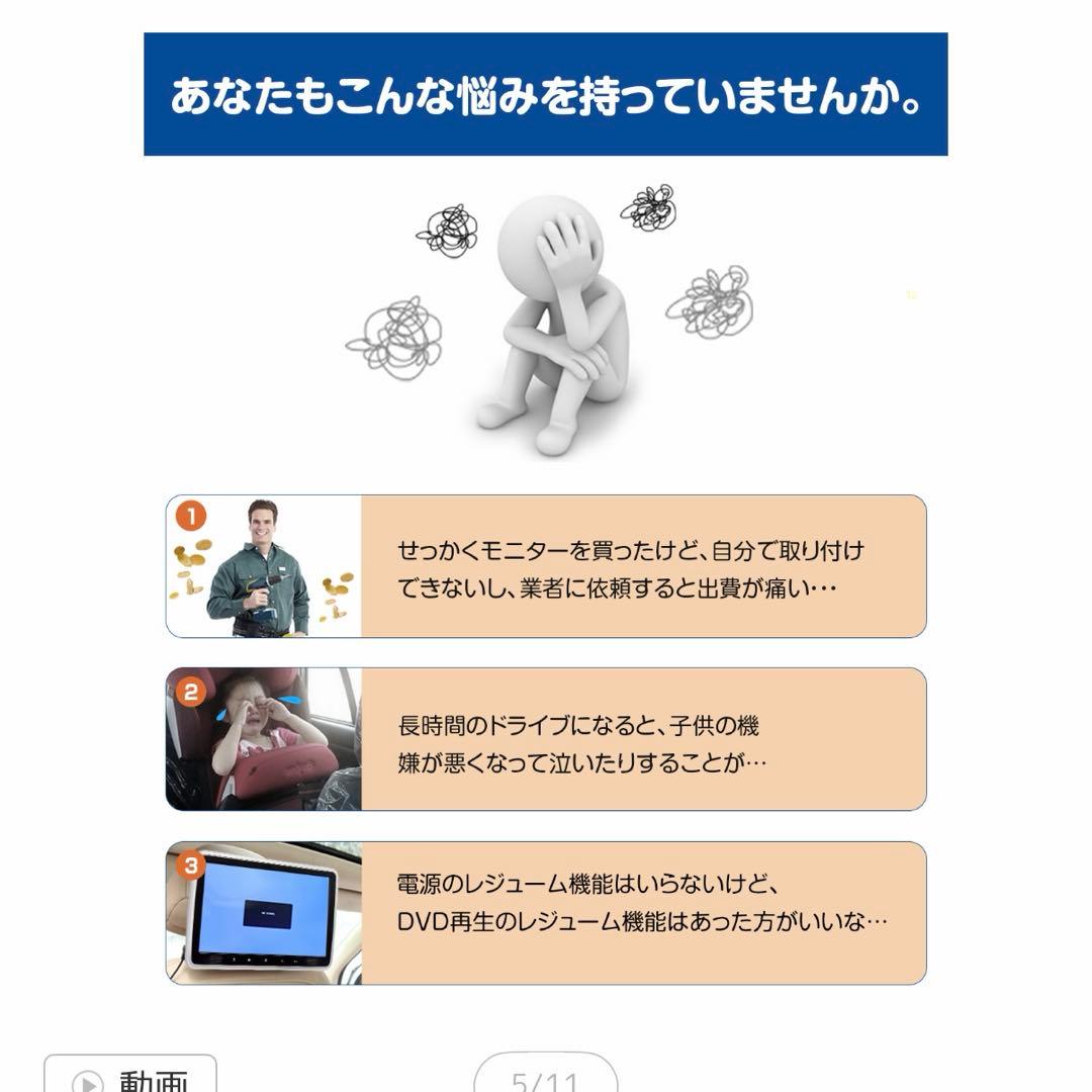 DVDプレイヤーヘッドレストモニター 10.1インチ
