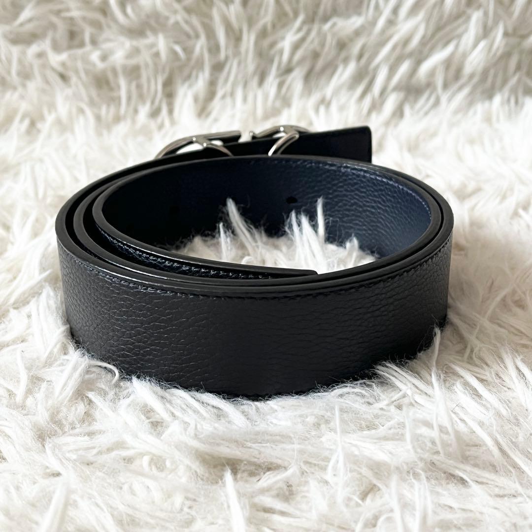 ディオール　ベルト　CDロゴ　リバーシブル　レザー　ブラック　紺色　イタリア製