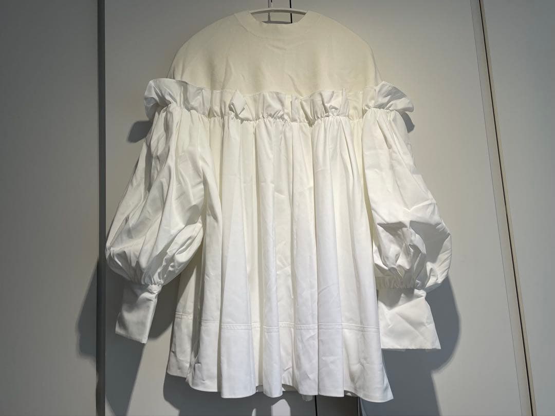 CELFORD セルフォード バックリボンニットコンビプルオーバー ホワイト