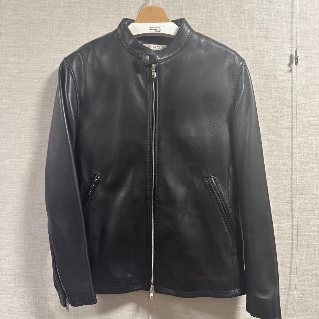 BEAUTY&YOUTH シングルライダースジャケット ブラック