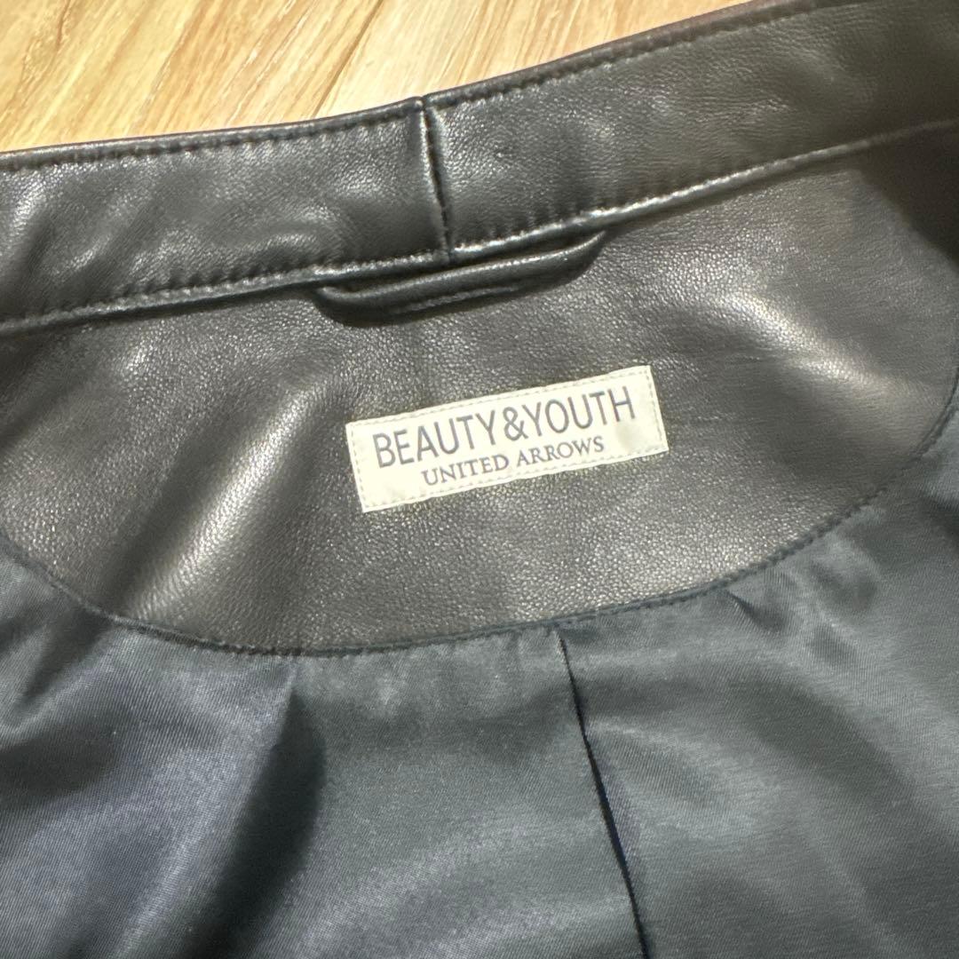 BEAUTY&YOUTH シングルライダースジャケット ブラック