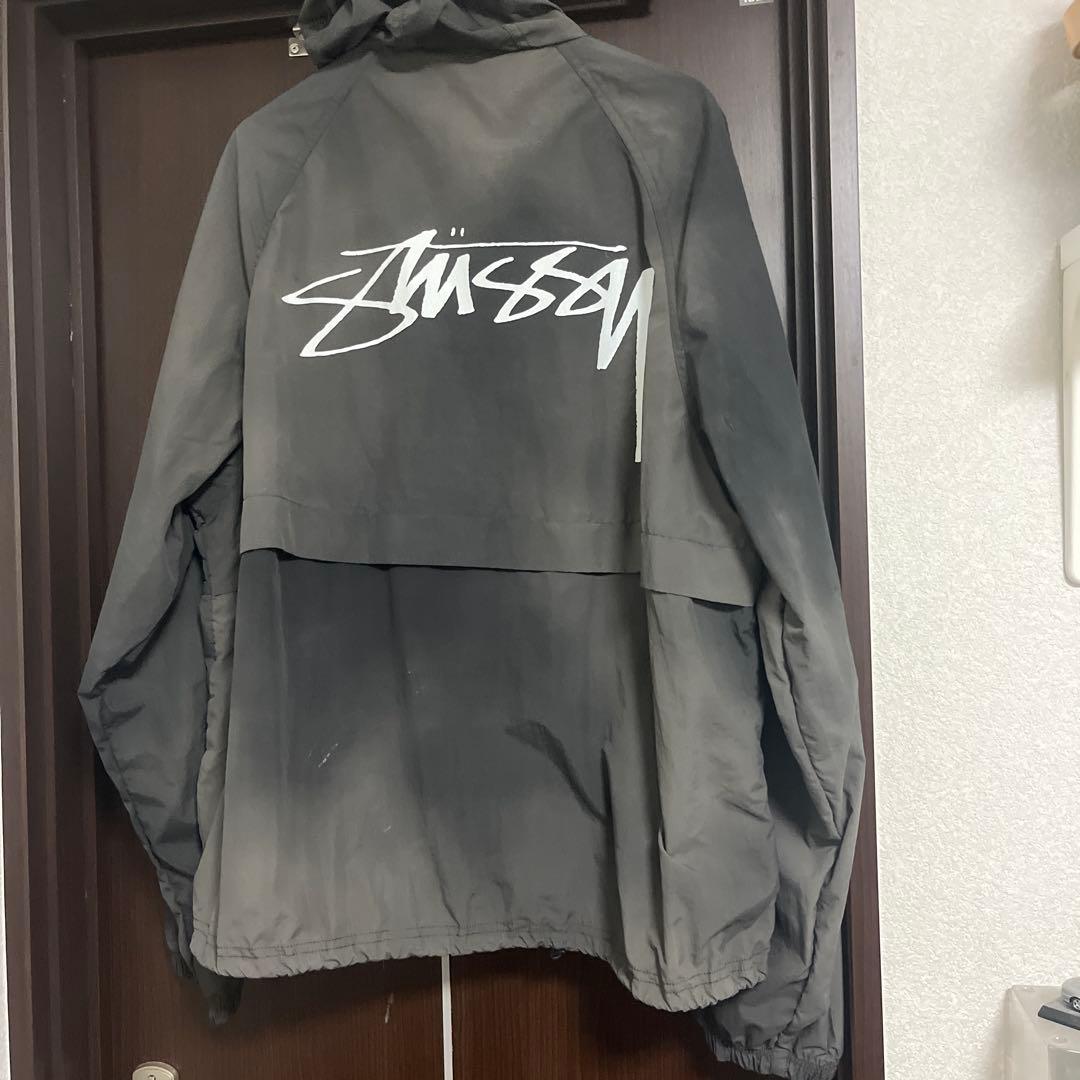 STUSSY ナイロンジャケット XL グレー バックロゴ シェルジャケット