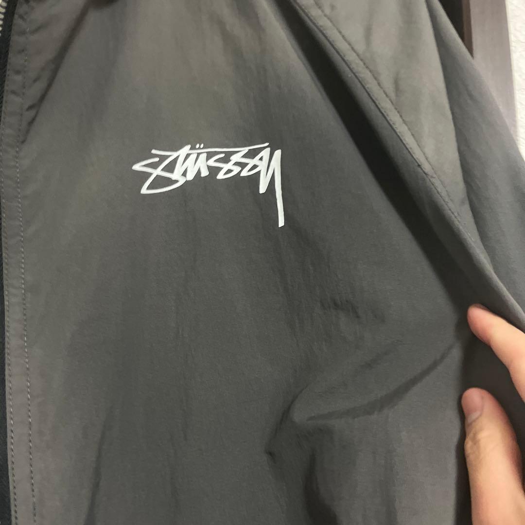 STUSSY ナイロンジャケット XL グレー バックロゴ シェルジャケット