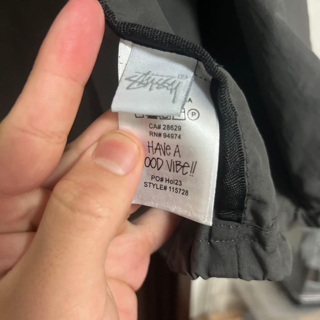 STUSSY ナイロンジャケット XL グレー バックロゴ シェルジャケット