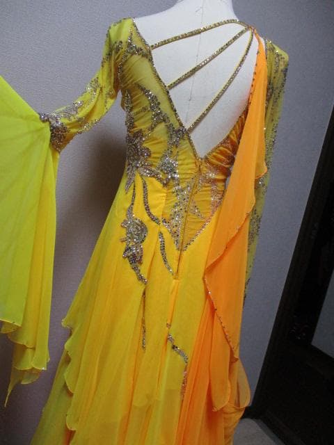 社交ダンス Sunnise/Mango　 イエローオレンジ グラデーションドレス