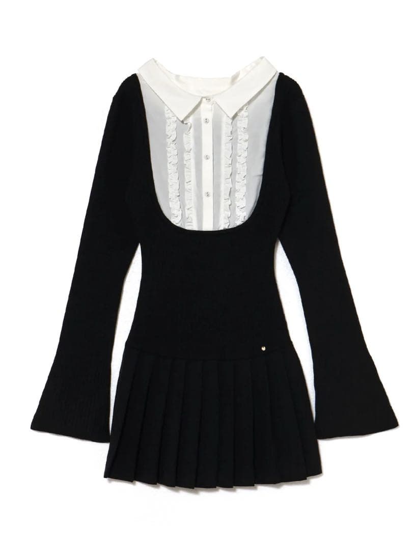 ワンピース andmary Lotta frill mini dress black