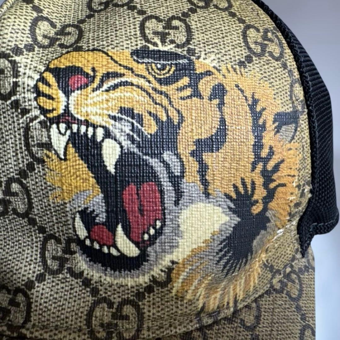 グッチ　アジャスタブルキャップ　タイガー　GGスプリーム　XLサイズ