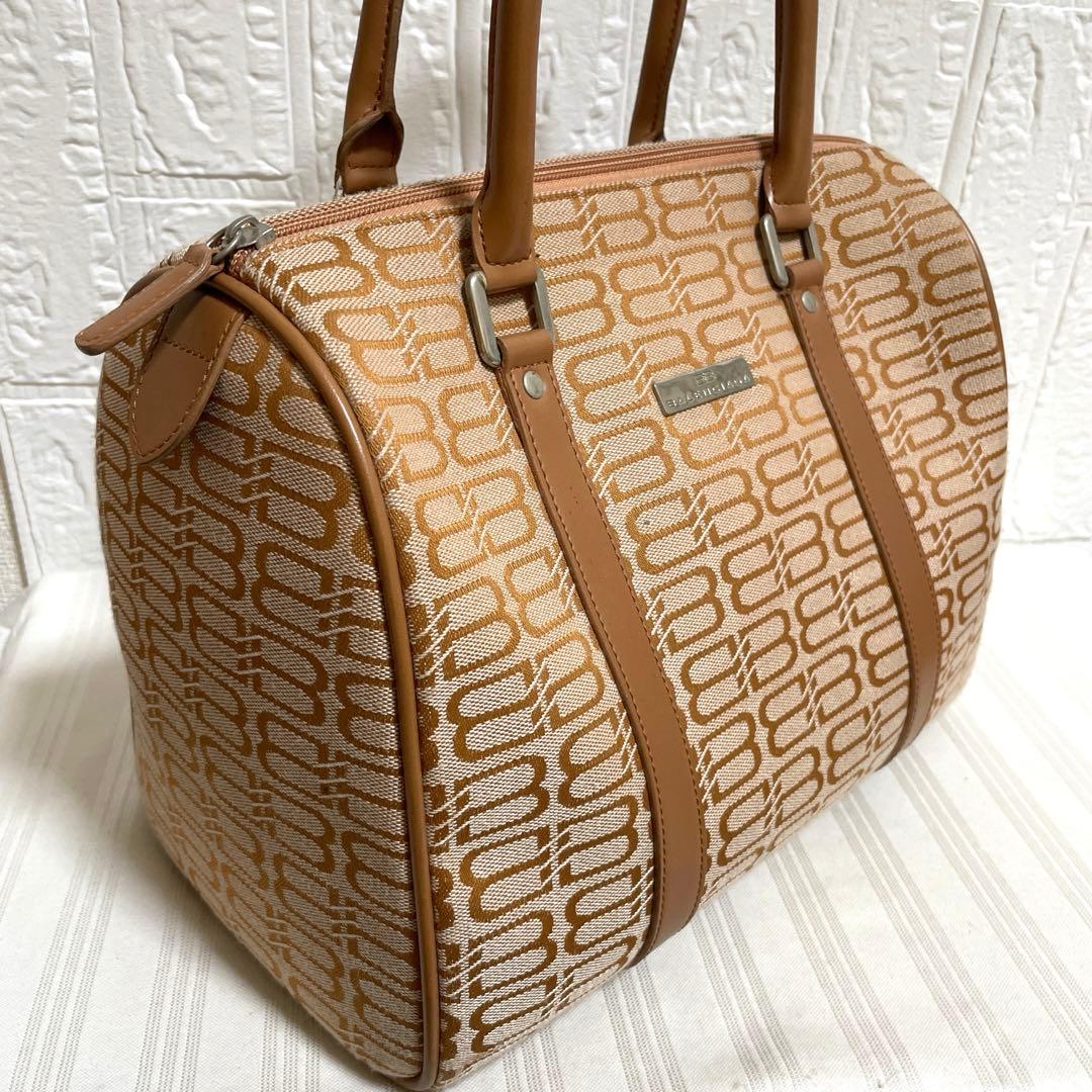 訳あり BALENCIAGA バレンシアガ BBロゴ 総柄 ミニボストンバッグ