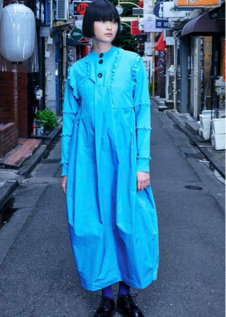 【美品】エンフォルド　ENFOLD WAVE CARDIGAN ブルー