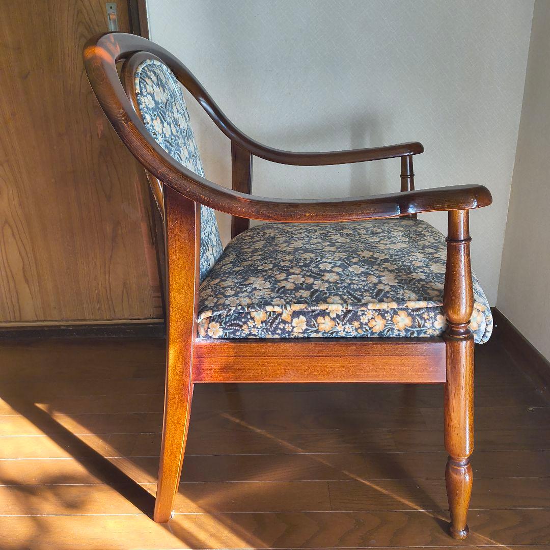 カリモク コロニアル 花柄 アームチェア ベロア