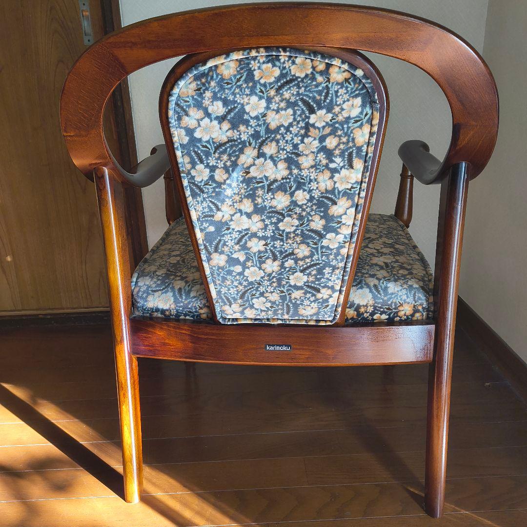 カリモク コロニアル 花柄 アームチェア ベロア