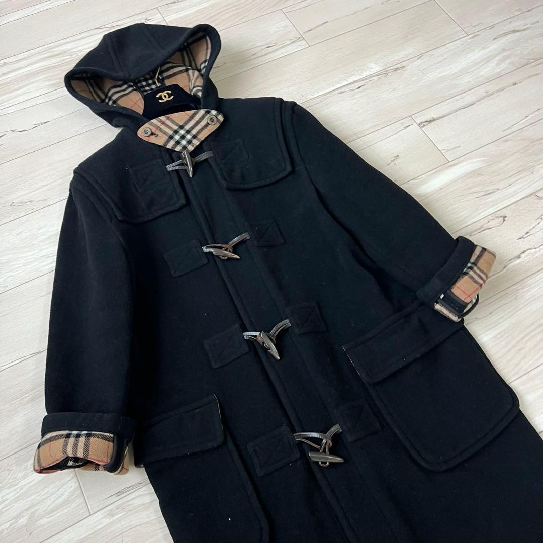 バーバリーズブルーレーベル　ロングダッフルコート　ノバチェック　ダブルフェイス