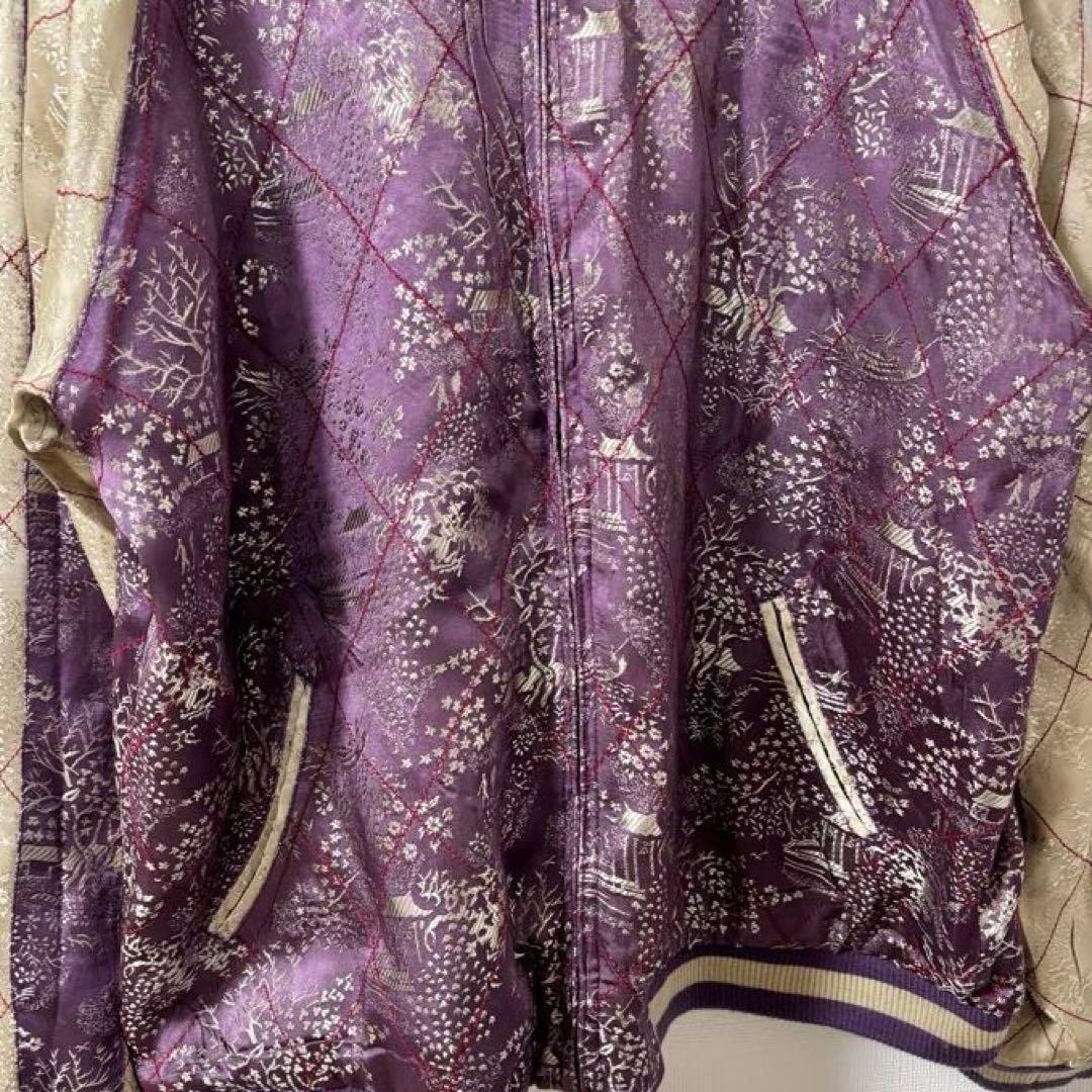 花旅楽団 刺繍スカジャン 鯉 菊 XL 和柄 リバーシブル