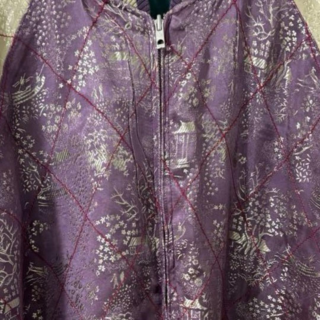 花旅楽団 刺繍スカジャン 鯉 菊 XL 和柄 リバーシブル