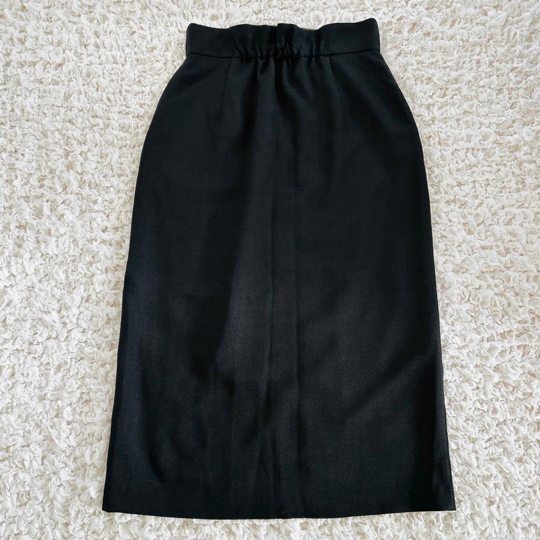 美品　フェンネル　フロントジップナロースカート　タイトスカートリネンライク　黒
