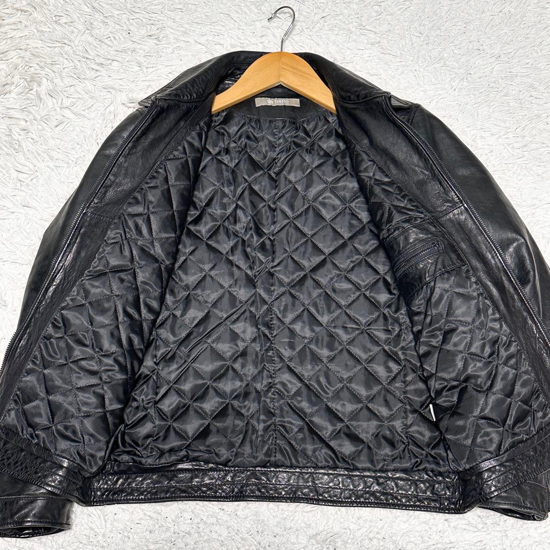 ナノユニバース　キルティング シングルライダース　ラムレザー ジャケット S