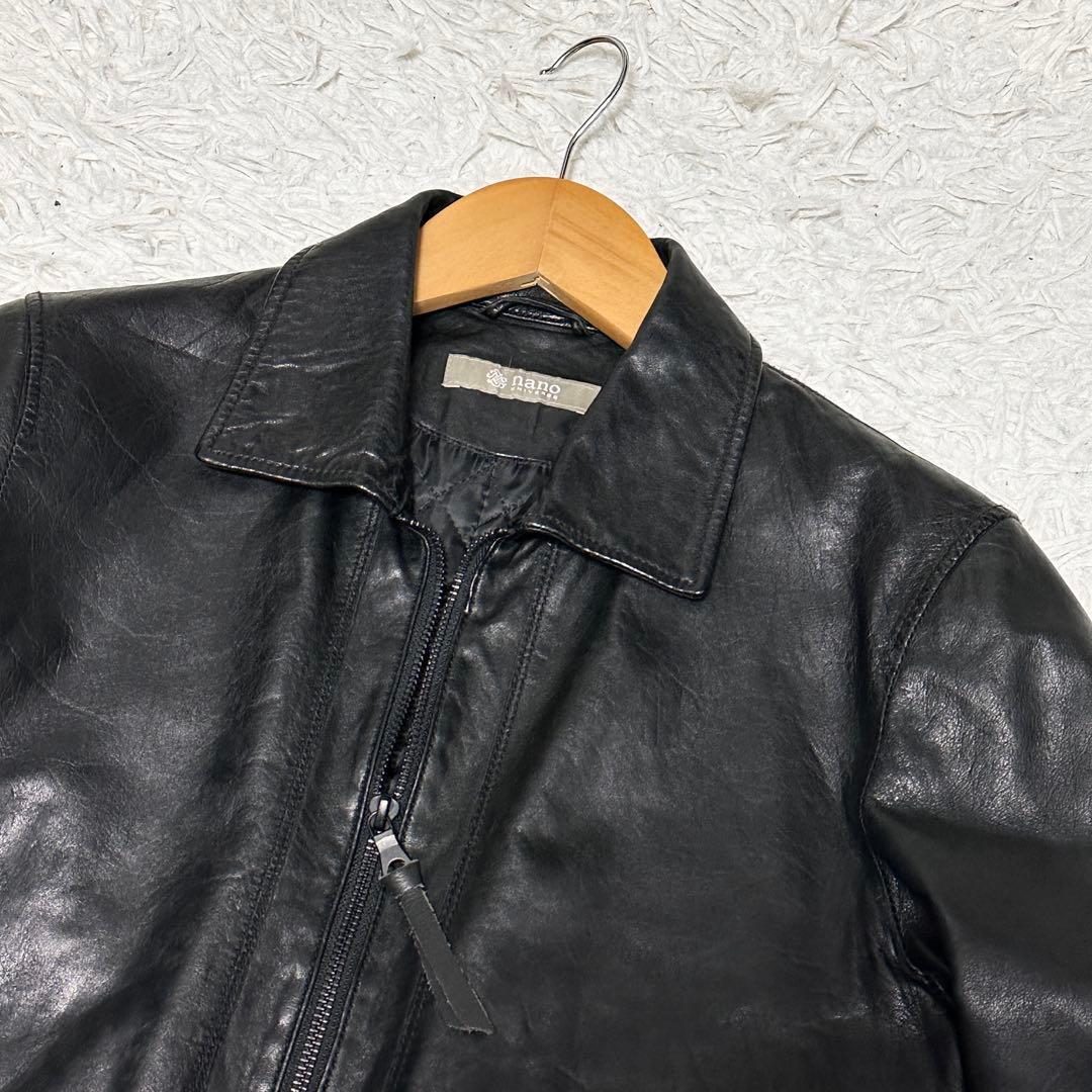 ナノユニバース　キルティング シングルライダース　ラムレザー ジャケット S