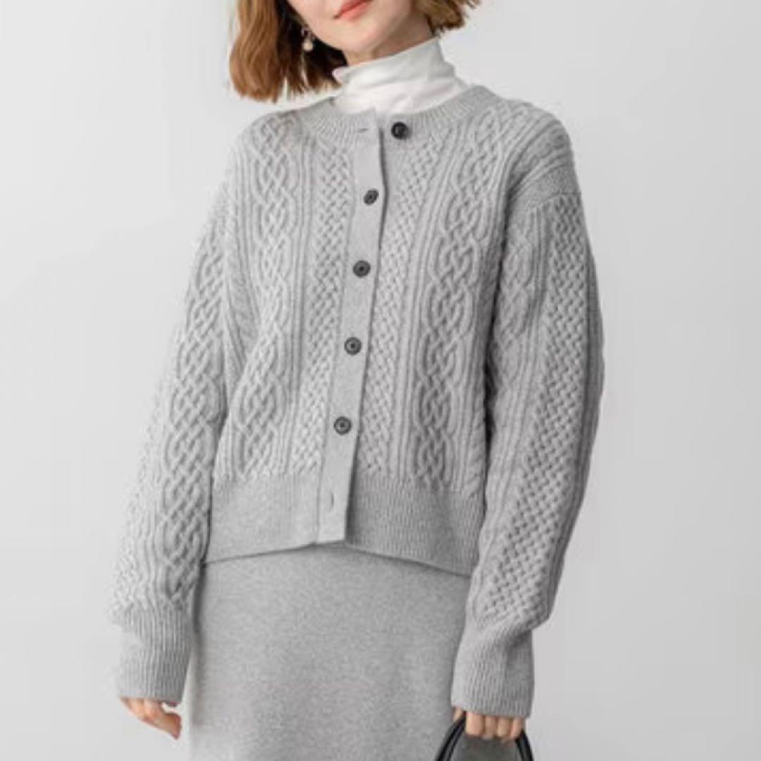 お値下げ☆23区【今季新作・新品】カシミヤブレンド ケーブルニットカーディガン