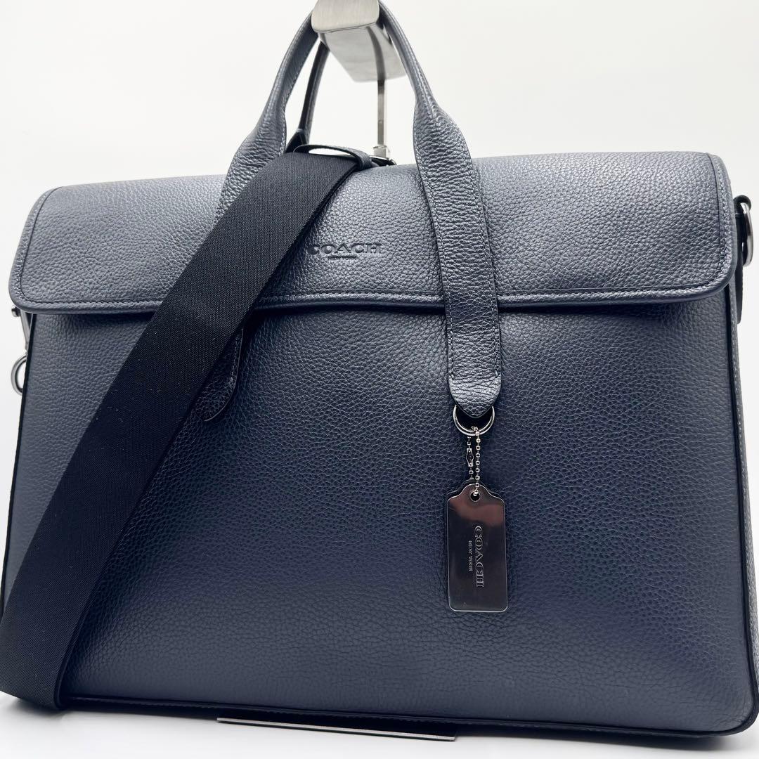 極美品✨ コーチ サリバン ブリーフケース 2way A4 レザー ネイビー