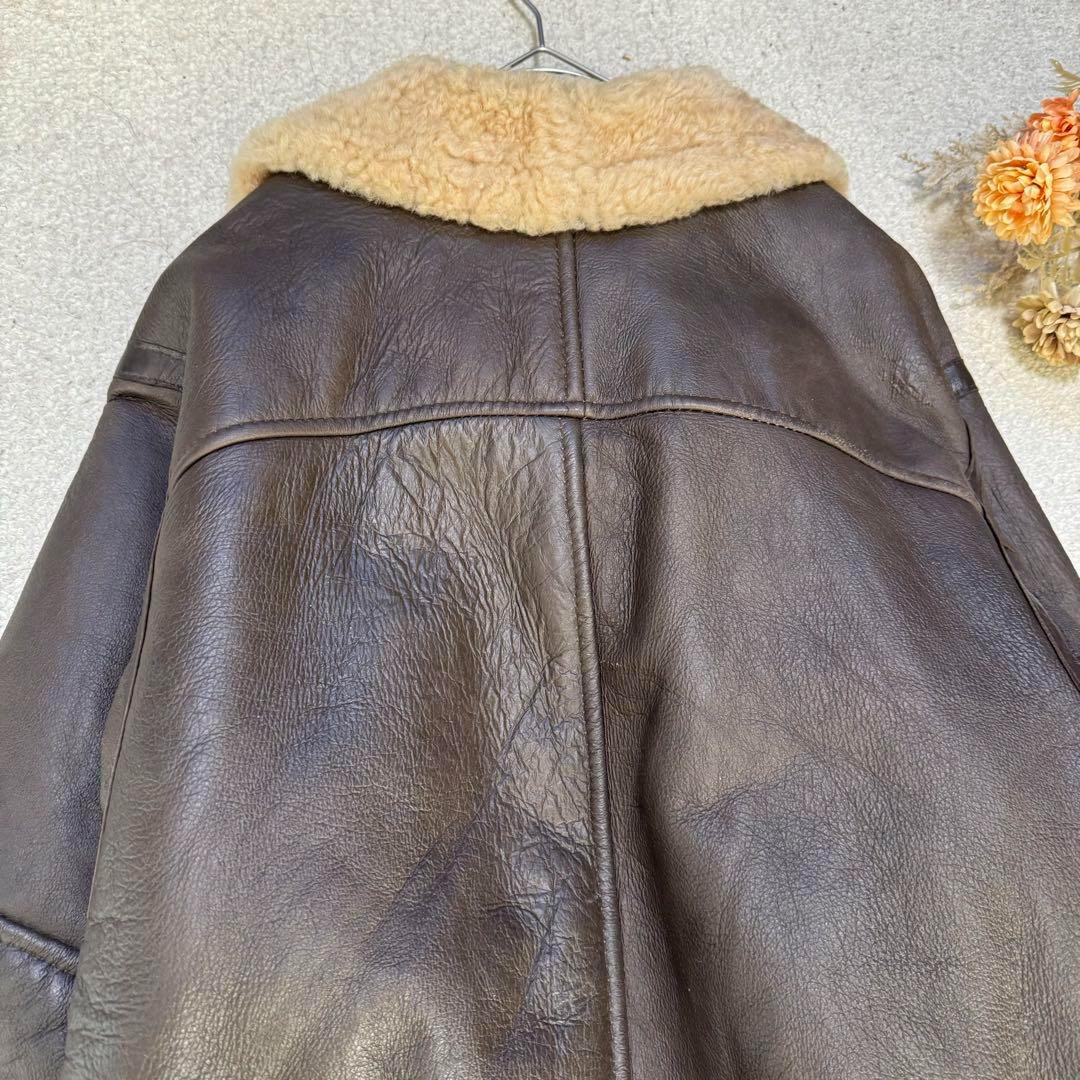 【Lakeland】本革シープスキン　内面ボア　ライダースジャケット　ブラウンS