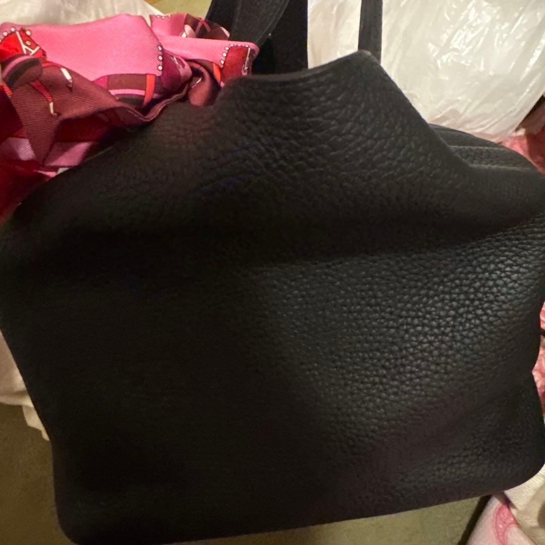 エルメス 黒 レザーバッグ スカーフ付き