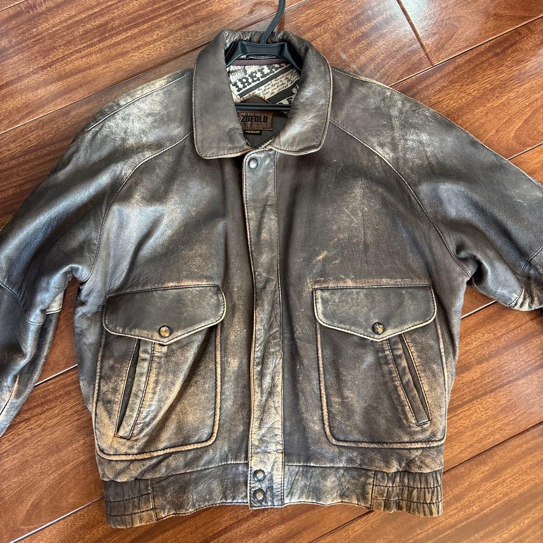 ダークブラウン レザージャケット　ZUFOLO