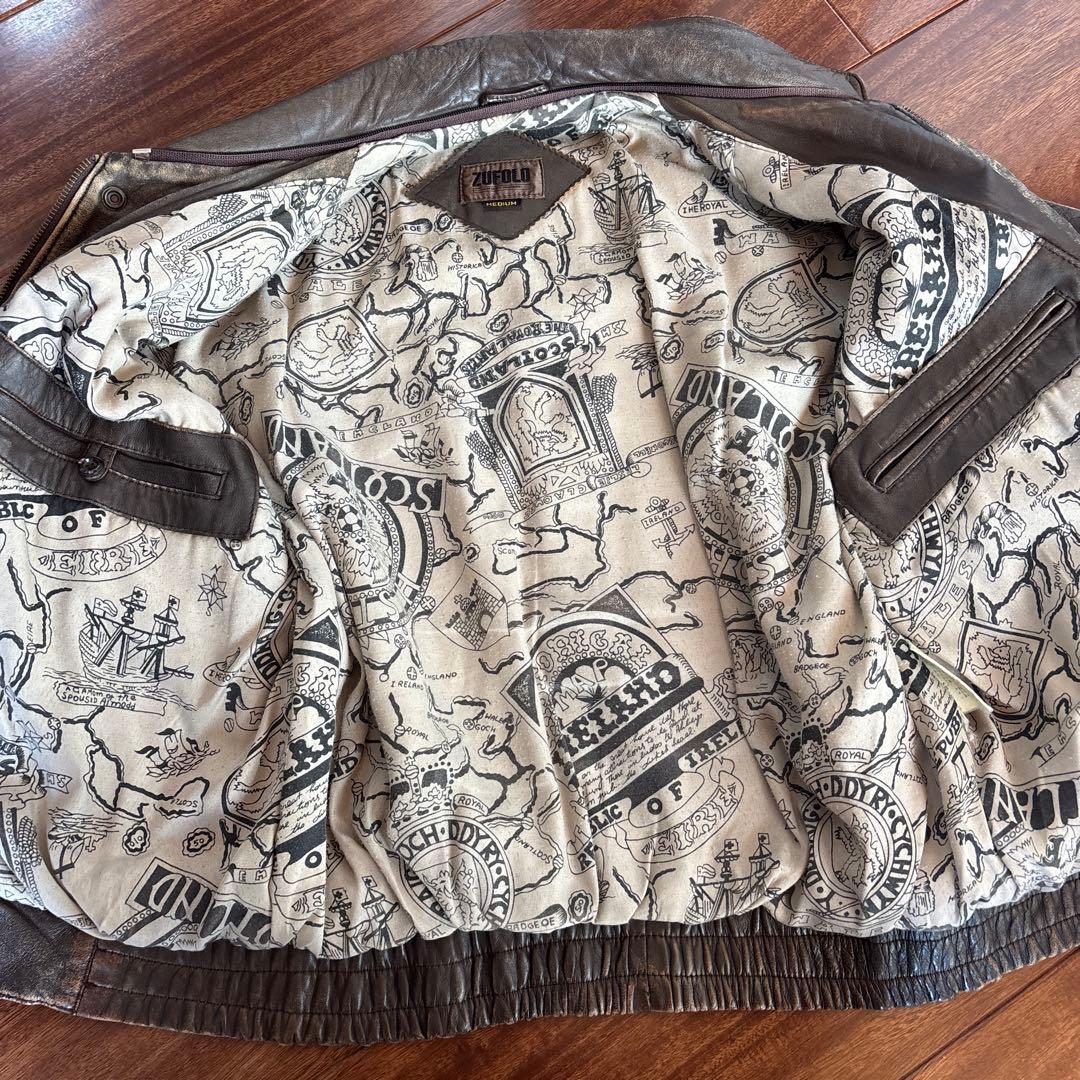 ダークブラウン レザージャケット　ZUFOLO