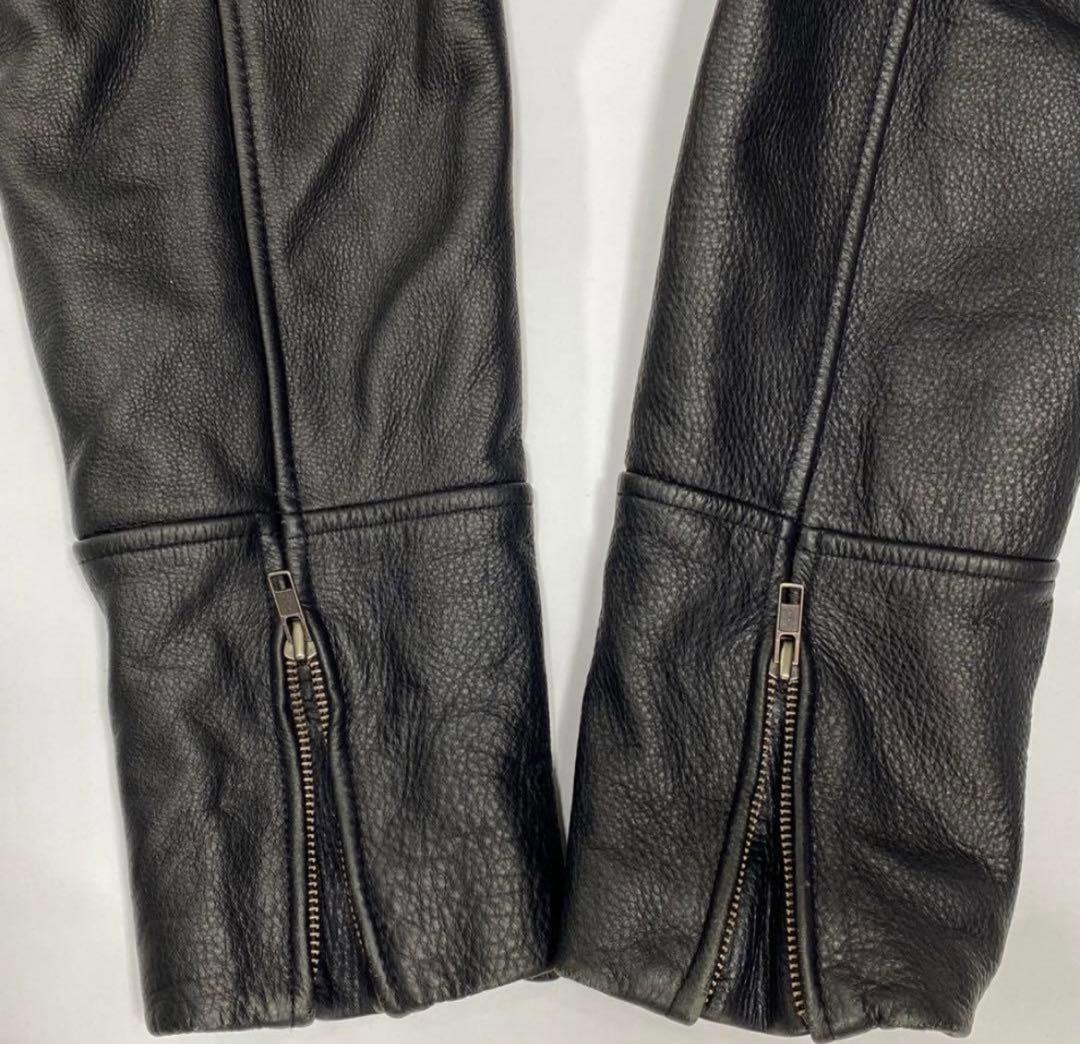 DANIER レザー シングル ライダースジャケット 襟付 短丈 肉厚