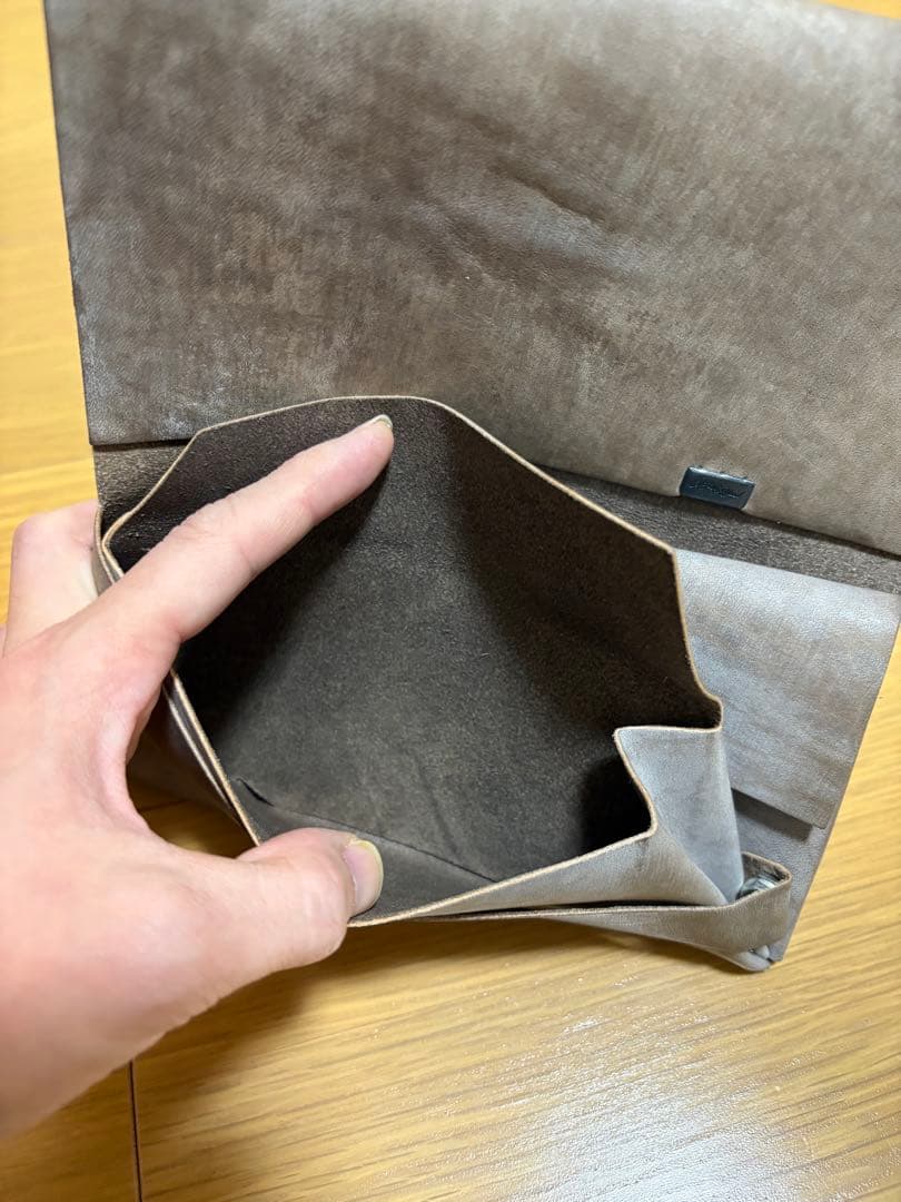 未使用品　所作　ロングウォレット　革の水墨画 Smokingrey