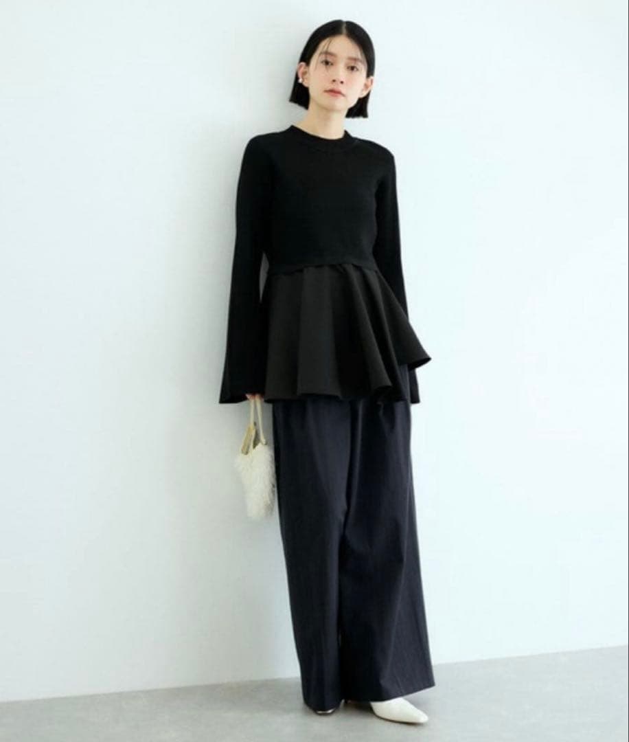 ADAM ET ROPE' ペプラムコンビニットプルオーバー