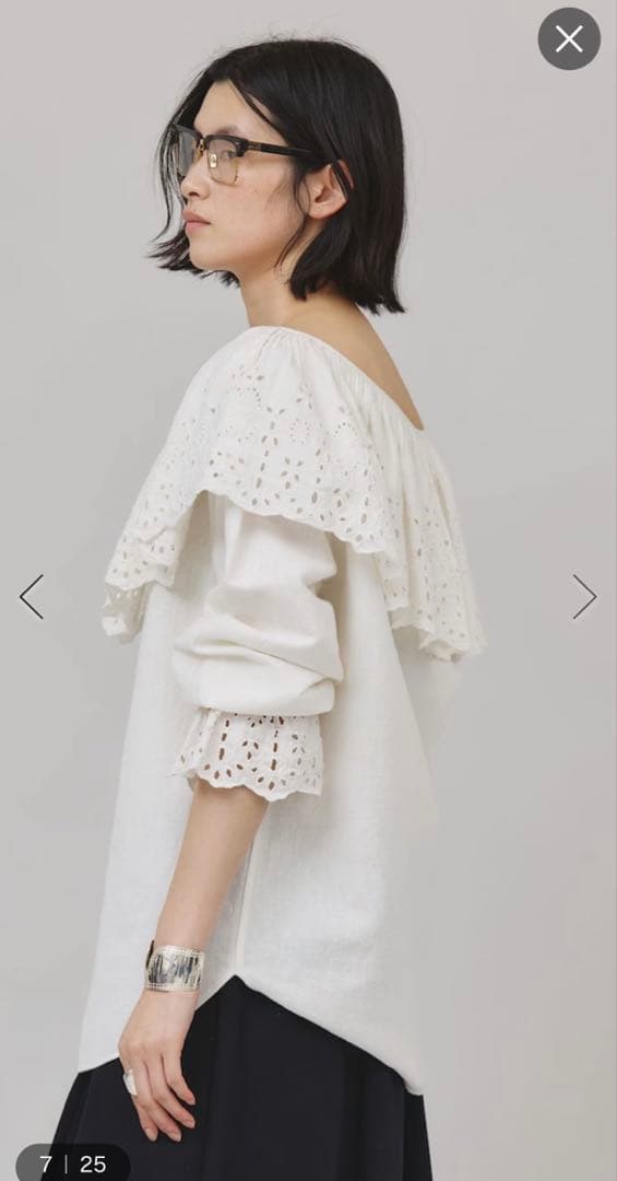 Curensology コットンリネンカットワークブラウス