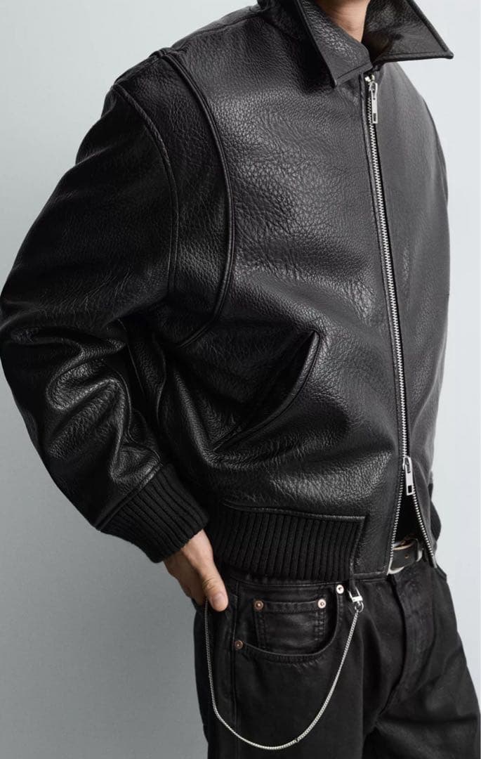 黒レザー ジャケット　ZARA