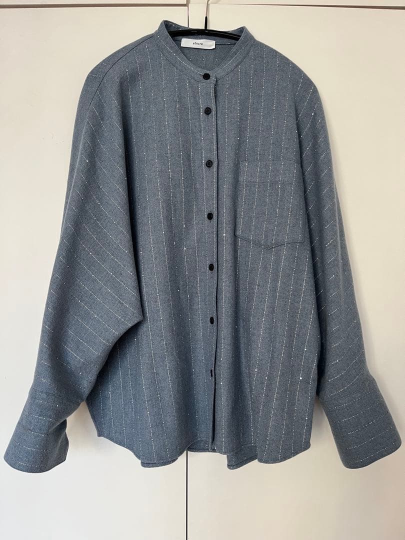 【25AW】ebure スパングルウールストライプ ドルマンスリーブシャツ