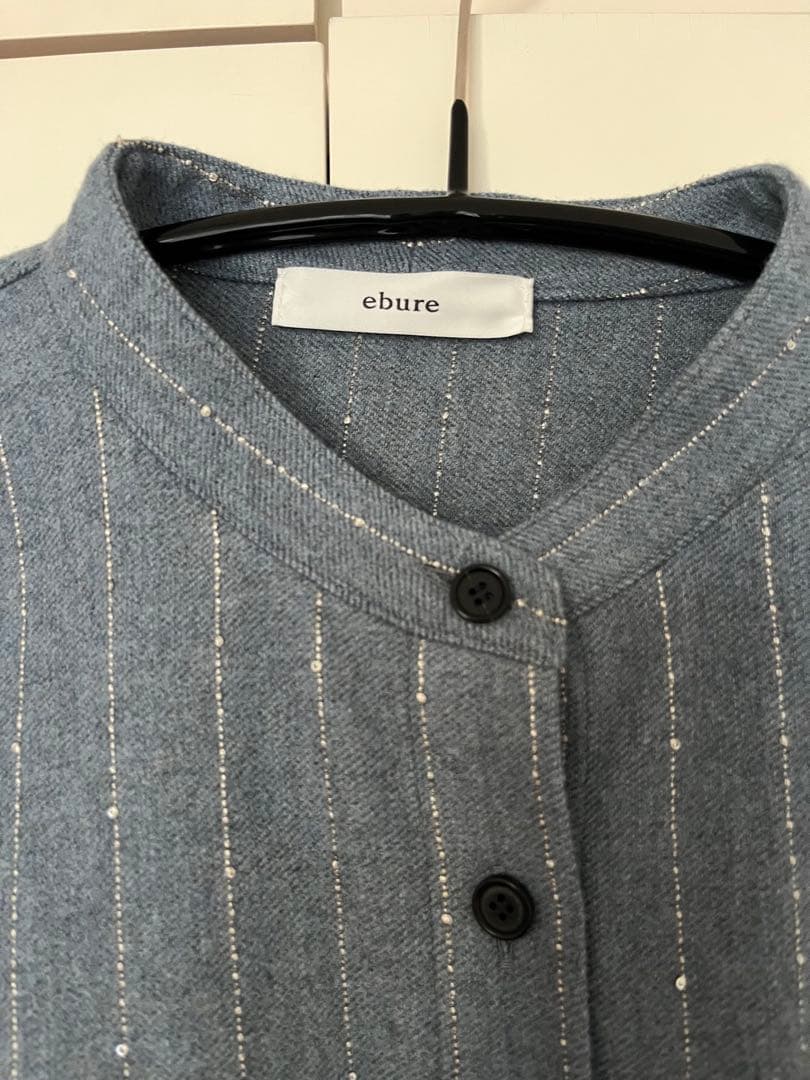 【25AW】ebure スパングルウールストライプ ドルマンスリーブシャツ