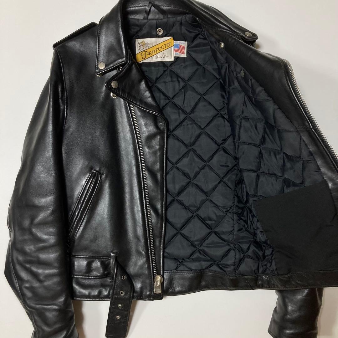 SCHOTT 618 USA製 34 ダブルライダース ブラック バイクタグ