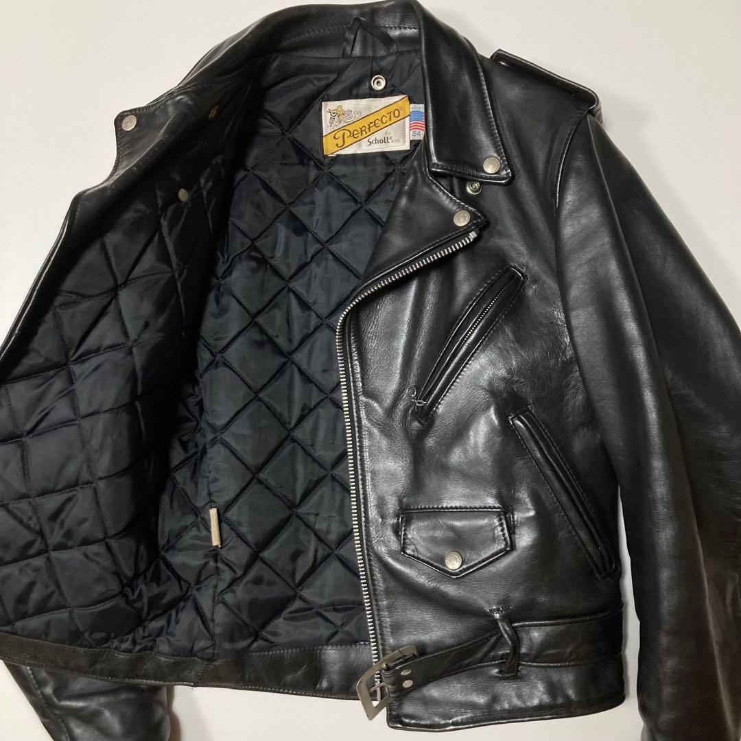 SCHOTT 618 USA製 34 ダブルライダース ブラック バイクタグ