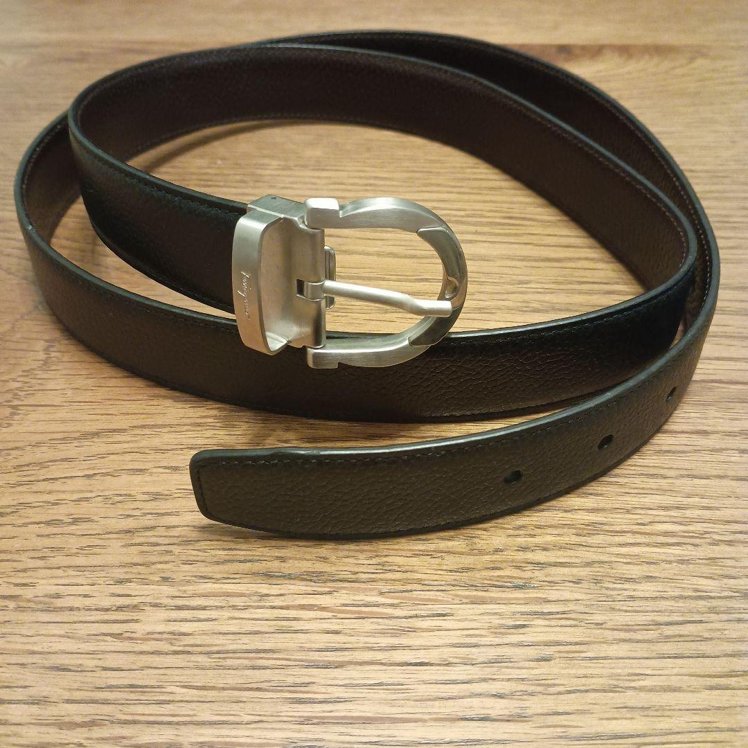 フェラガモ 本革レザーベルト ブラウン×ブラック 両面使用可能