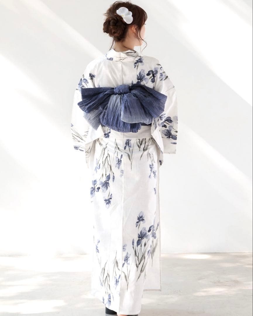 1人で着られる浴衣3点セット 和歌山染工日本染め（ゆかた・しわへこ帯・下駄）